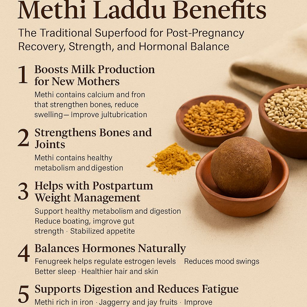 Methi Laddu Benefits: The Traditional Superfood for Post-Pregnancy Recovery, Strength, and Hormonal Balance