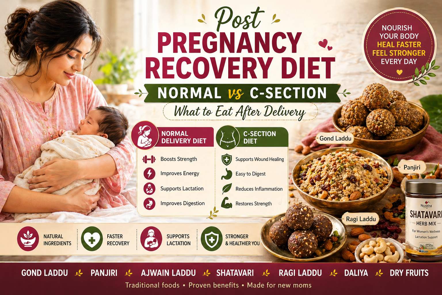 Normal Delivery Recovery Diet vs C-Section Recovery Diet (Complete Guide)