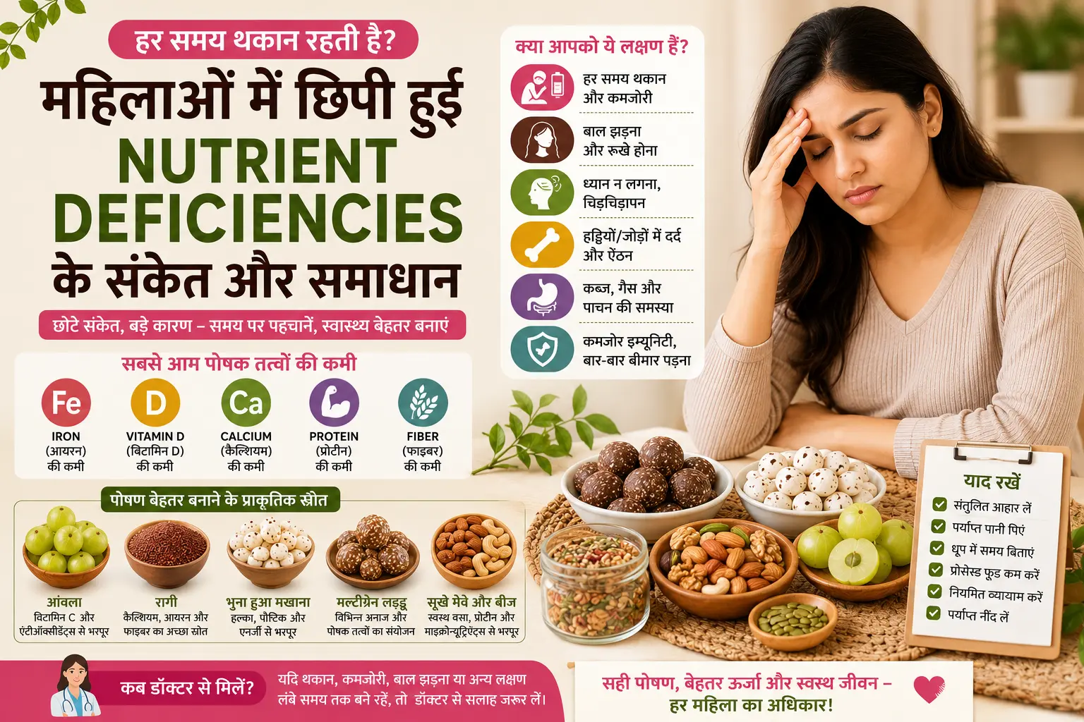 हर समय थकान रहती है? महिलाओं में छिपी हुई Nutrient Deficiencies के संकेत और समाधान