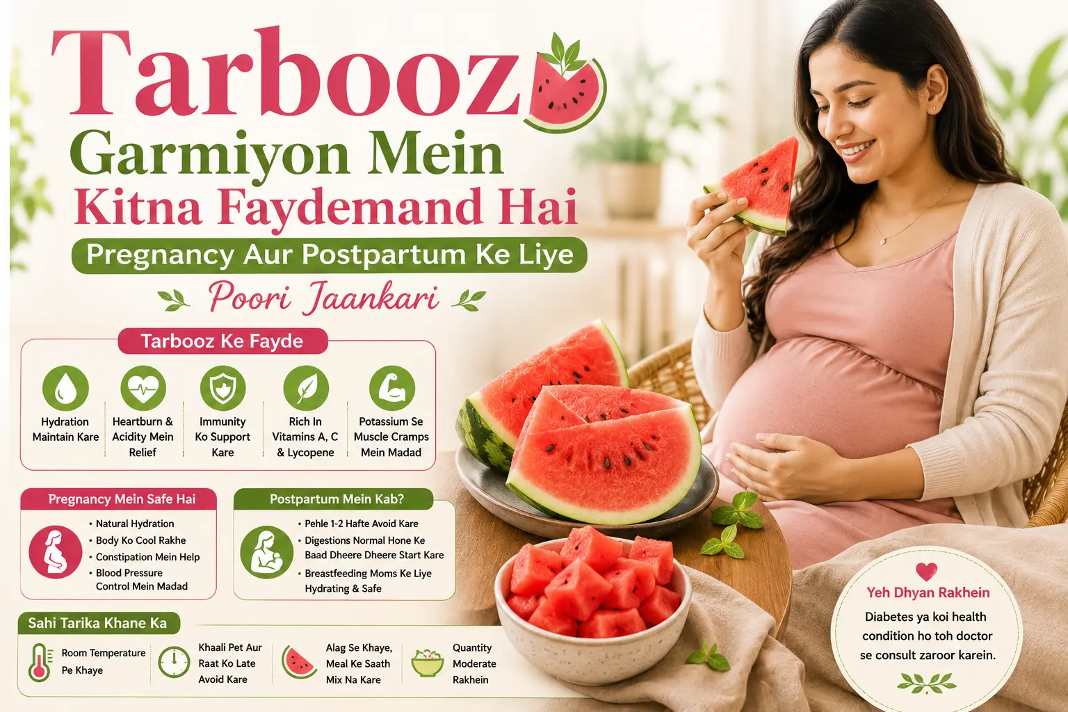 Tarbooz Garmiyon Mein Kitna Faydemand Hai, Pregnancy Aur Postpartum Ke Liye Poori Jaankari